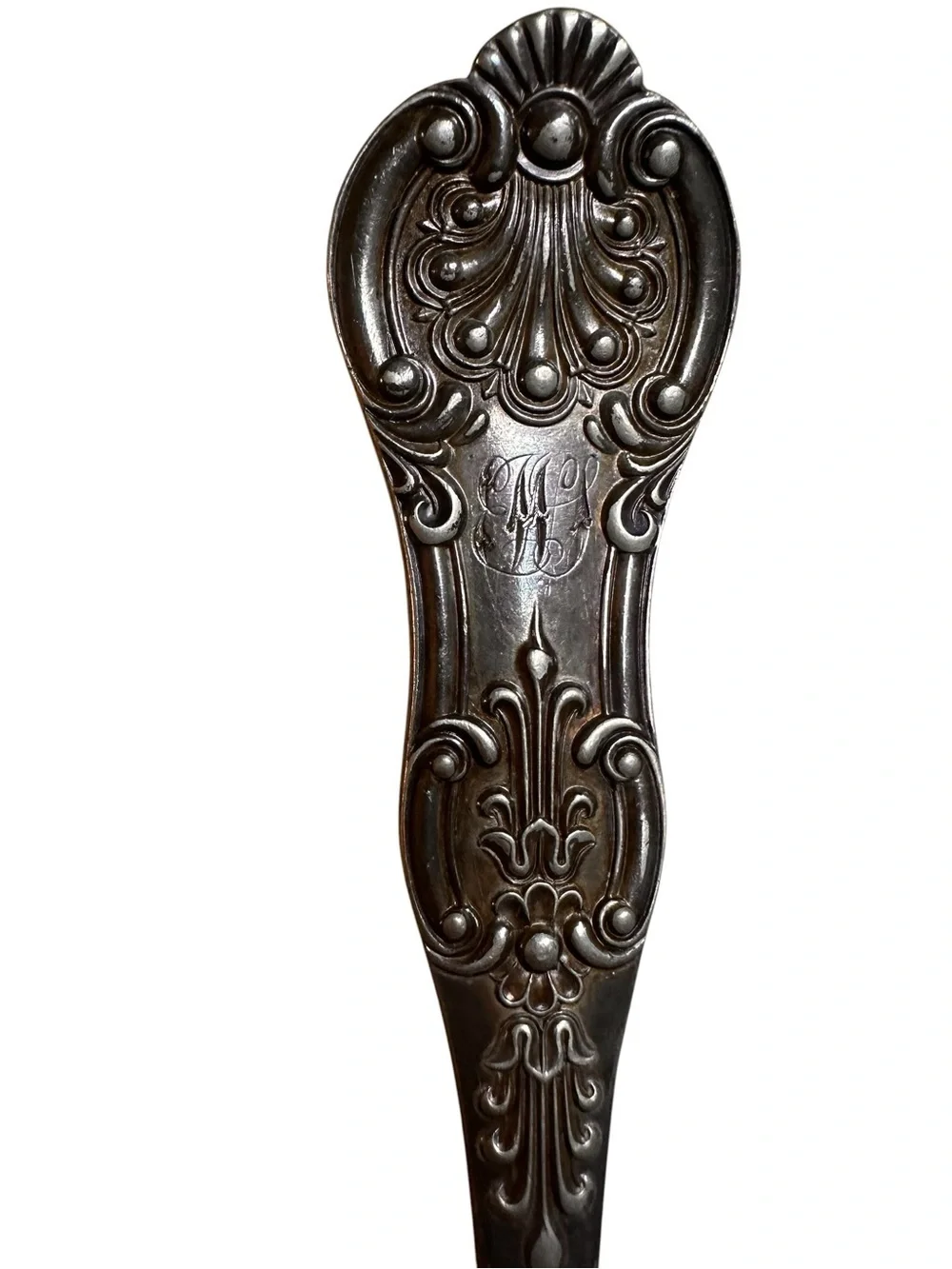 Antique 1800s JS&S Silver Plated Large Spoon & Monogram “MJ” Spoon Beaver Marked